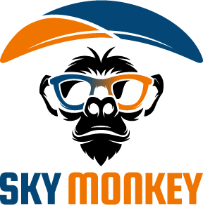 Sky Monkey, Logo, colored glasses, transparent, low res